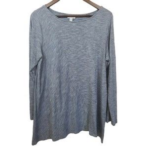 J Jill Blue Striped Long Sleeve Tunic Medium Womens